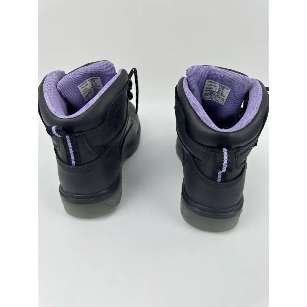BRAHMA Women's Work Boots Steel Toe Flexible Midsole Leather Black Purple Sz 7.5